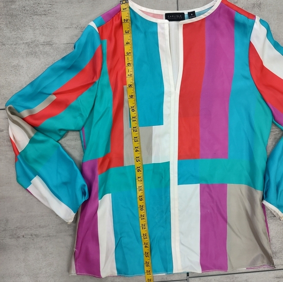 Carlisle Collection Women's Color Block Silk Tunic Top Size 6 - Picture 4 of 12